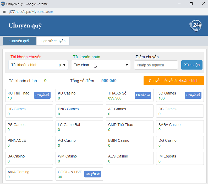 Thiên hạ bet Quỹ tiền THABET TJ77 NET 