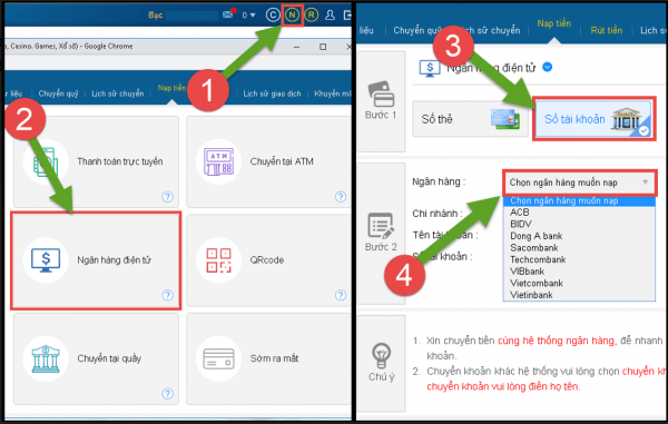 Cách nạp tiền vào thabet