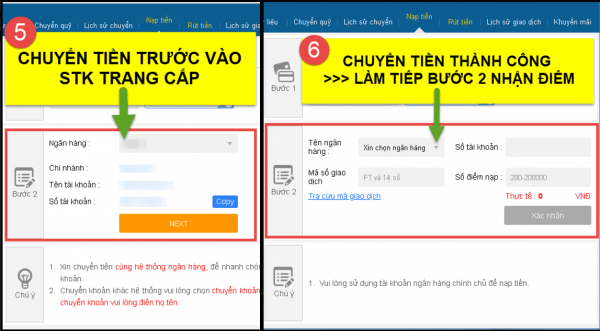 Cách nạp tiền vào thiên hạ bet