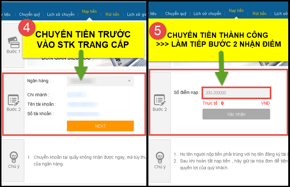 Cách nạp tiền đặt cược tha thứ