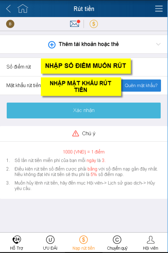  Rút tiền trên trang thienhabet