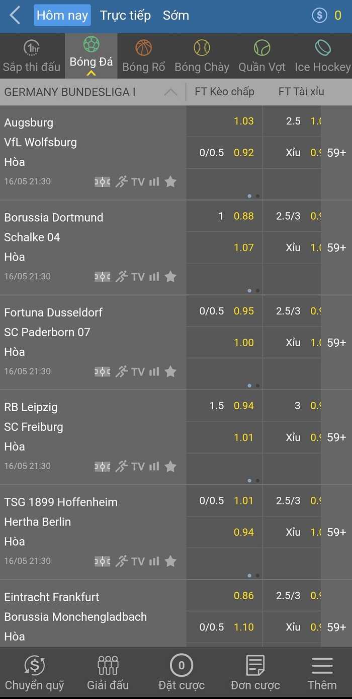 giao diện của Ku Sports