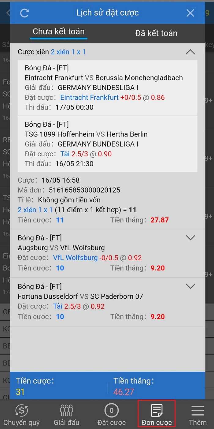 Lịch sử đặt cược