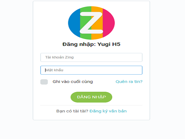 Vào game yugioh trò chơi trực tuyến bằng tài khoản zing play