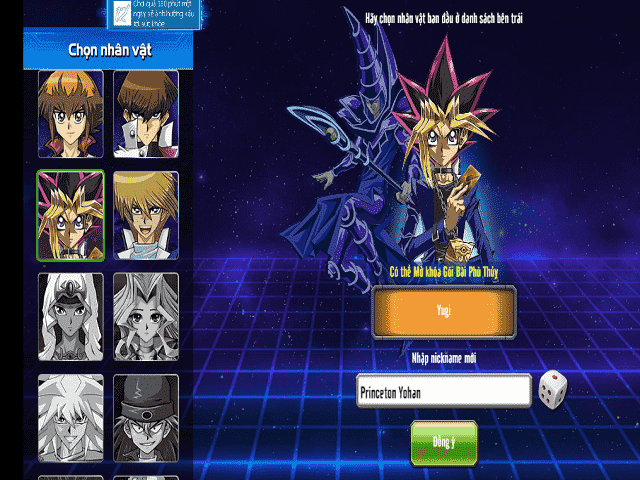 Chọn nhân vật để chơi yugi h5