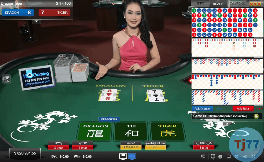 chiến thắng trò chơi Rồng Hổ