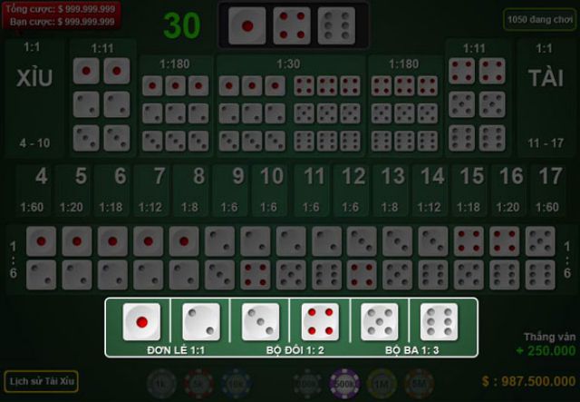 Chọn đặt cược vào Số xí ngầu