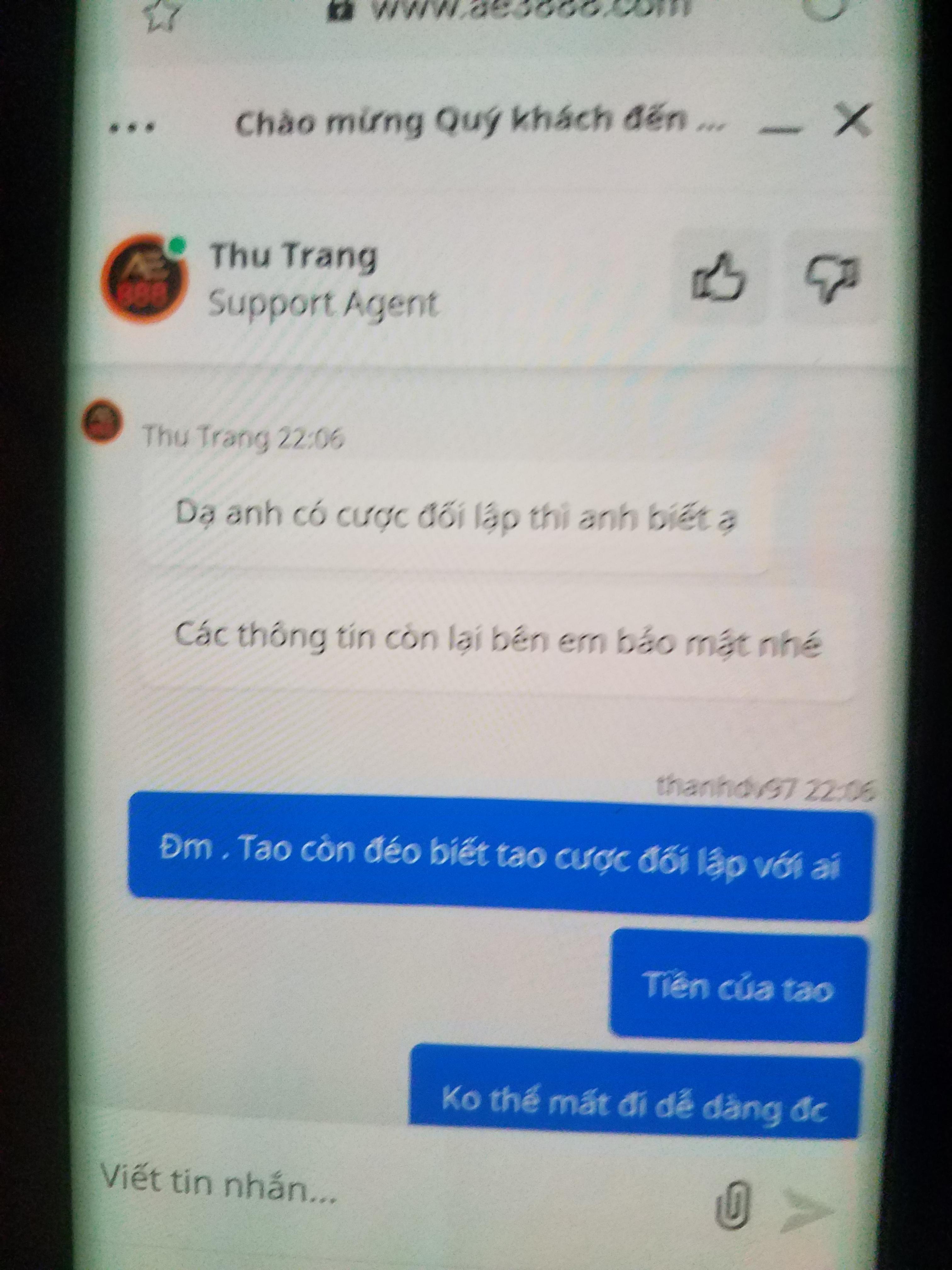 Trò chuyện với nhà cái AE888 lừa đảo