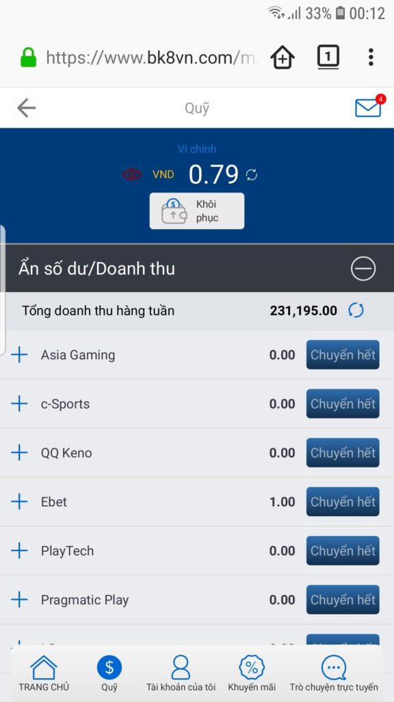 Bằng chứng BK8VN không hoàn trả con dấu BK8 lừa đảo thu nhập