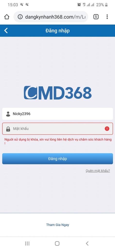 Tài khoản của tôi đã bị khóa