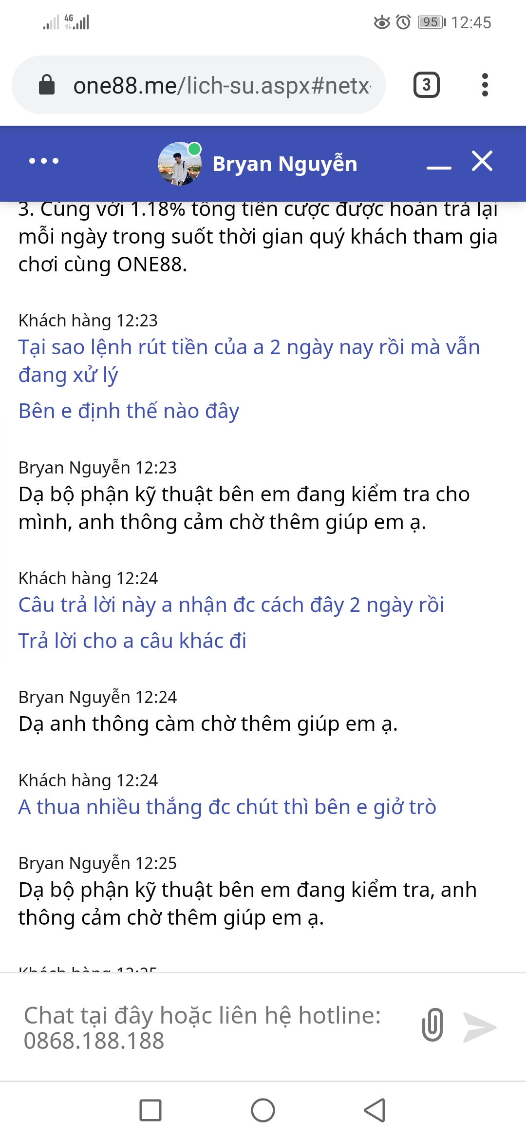 Đại lý One88 Seal-Trò chuyện với Hỗ trợ One88