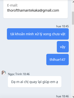 Hỗ trợ trò chuyện với người bán lại Scam Scr99vn.com