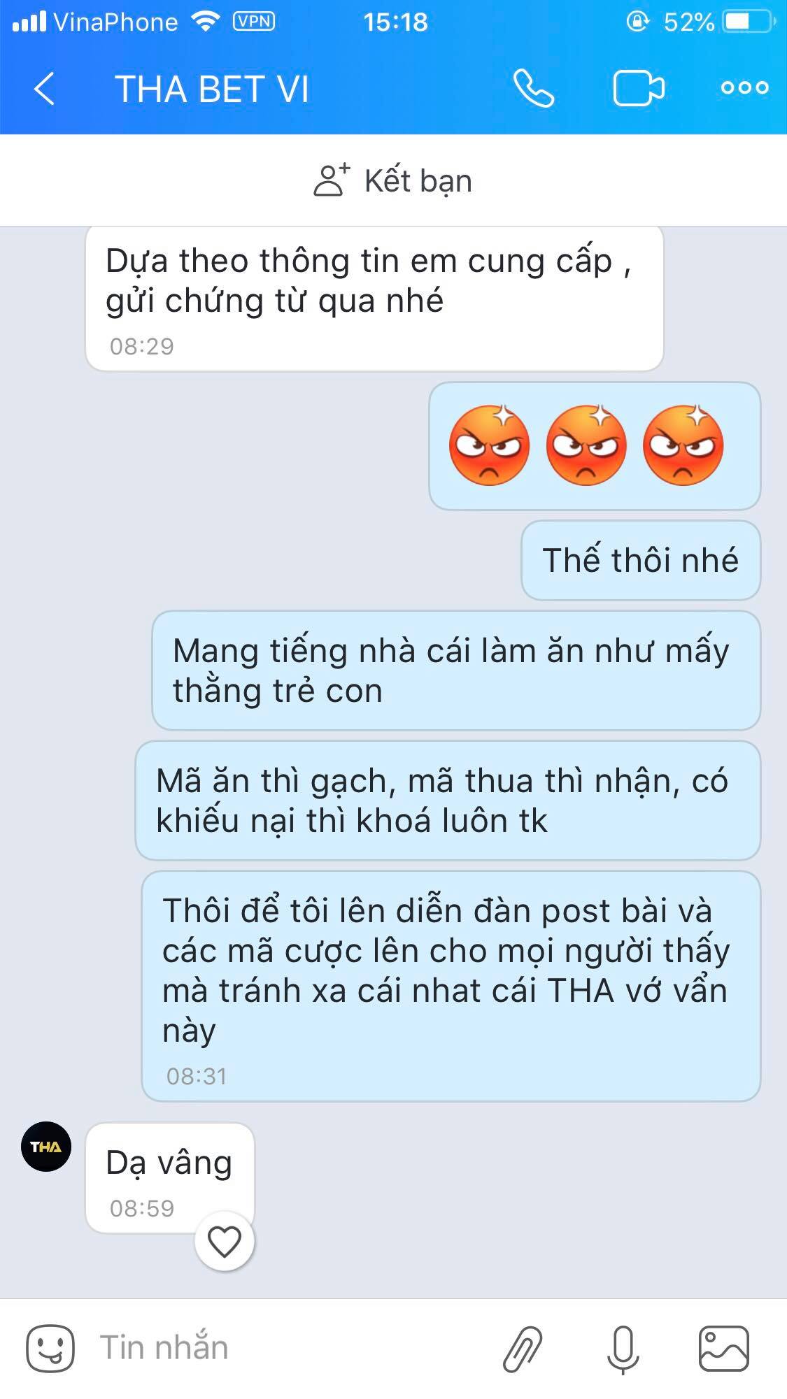 Hỗ trợ THA bet zalo