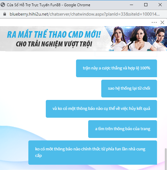 Hỗ trợ trò chuyện lừa đảo Fun88