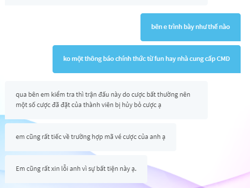 Hỗ trợ trò chuyện Fun88 lừa đảo 2