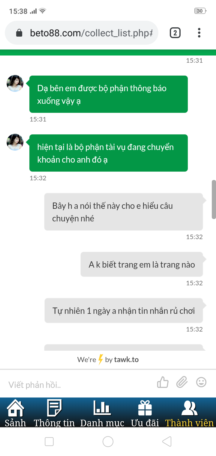 Trò chuyện với nhà cái Beto88 lừa đảo
