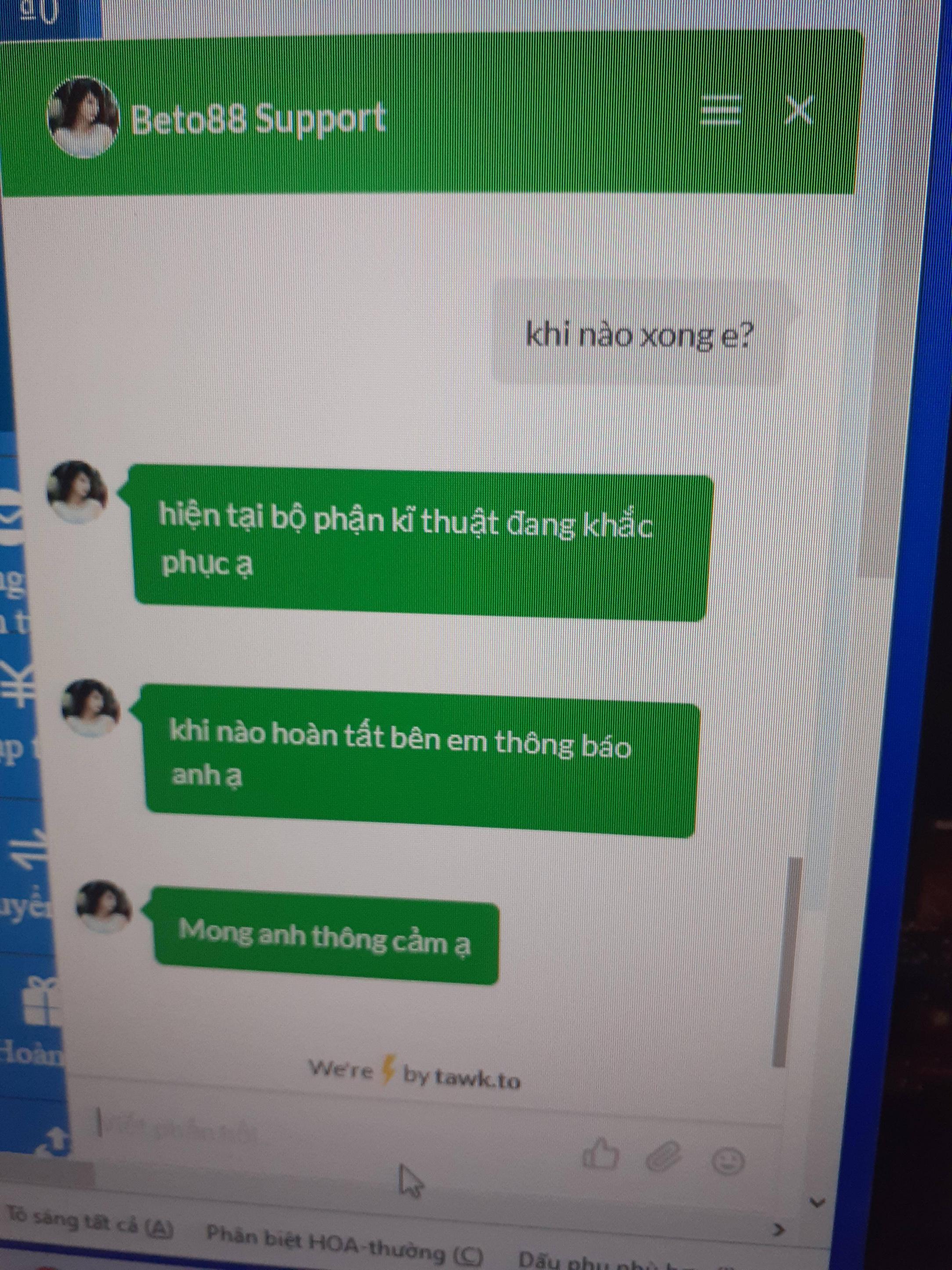 Trò chuyện với nhân viên hỗ trợ Beto88 lừa đảo 3 