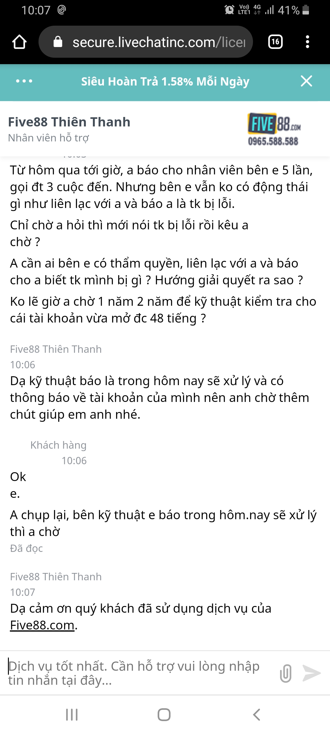Five88 lừa đảo ăn cắp tiền của người chơi