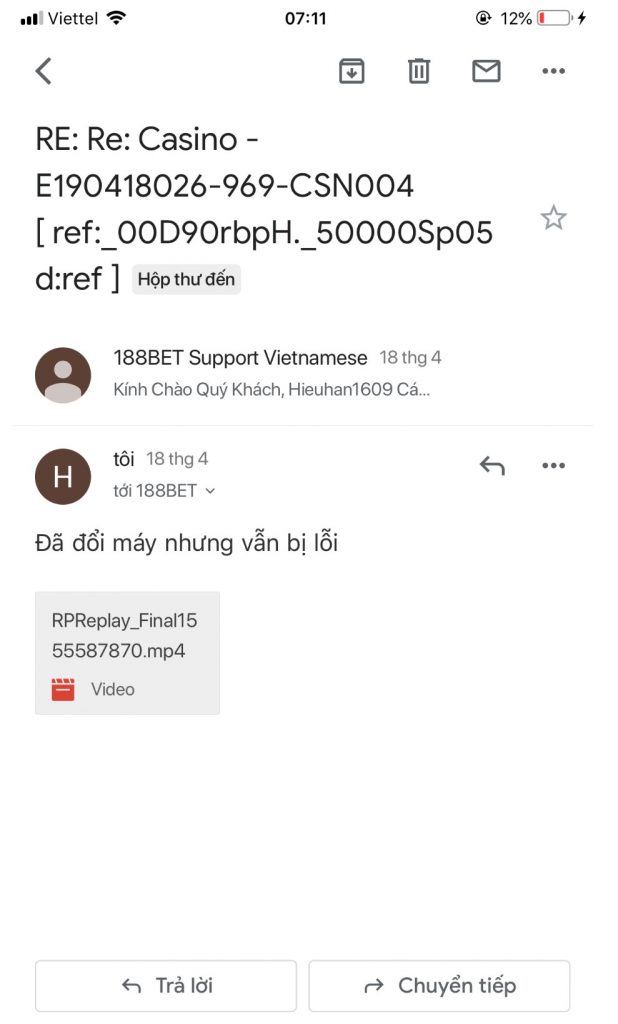 Phản hồi của tôi về Nhà cái 188BET