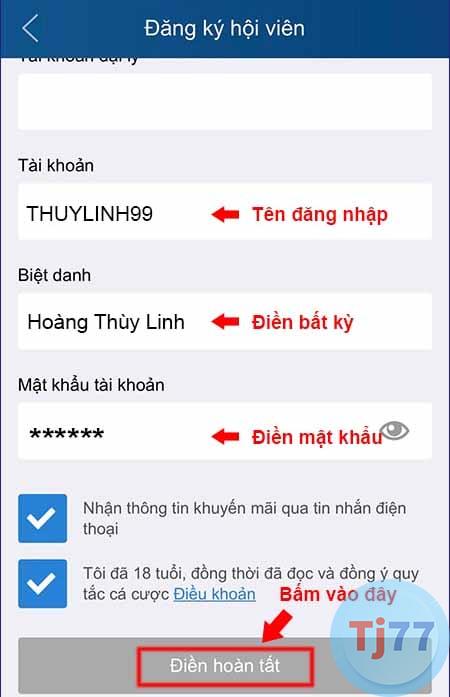 đăng ký kubet bước 2