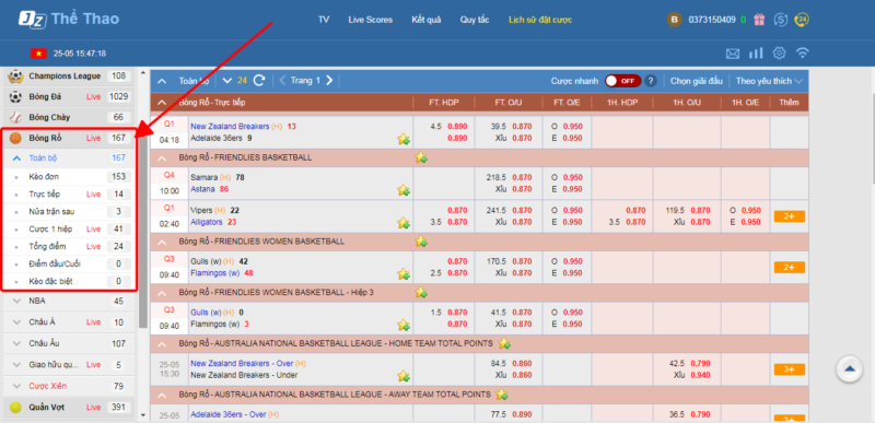 giao diệt đặt cược bóng rổ