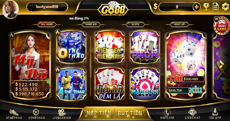 Gửi và rút tiền game đánh bài Go88