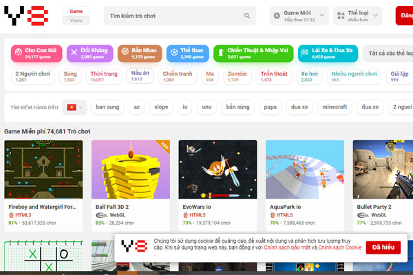 Trò chơi vui nhộn y8