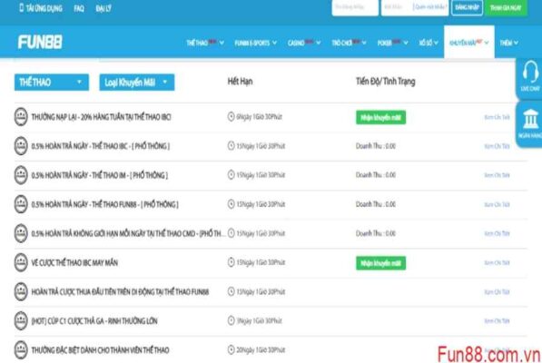 khuyến mãi ưu đãi Fun88