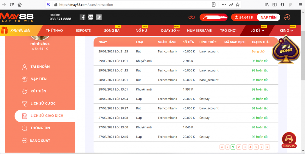May88 gian lận với 44 người chơi