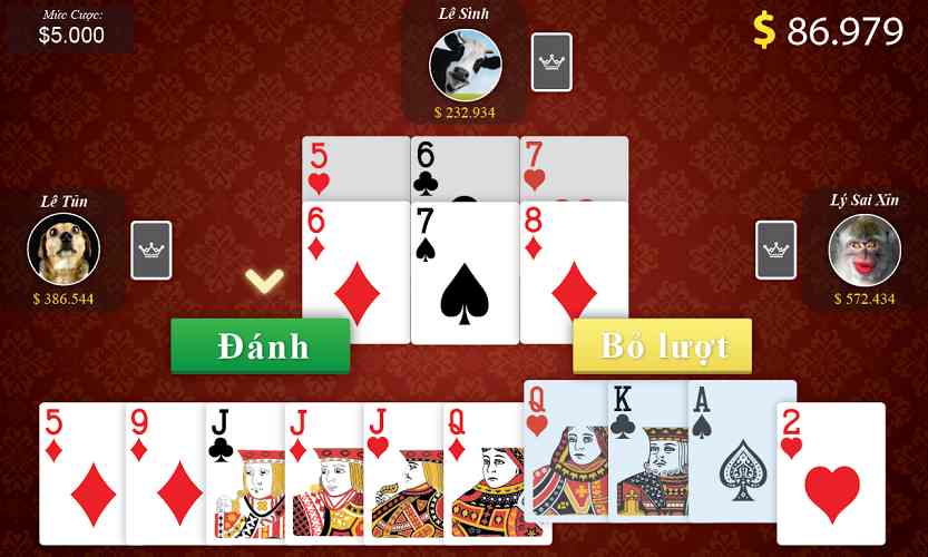 Hình ảnh game đánh bài Tien len trong Tải Game Đánh Bài Tien Len