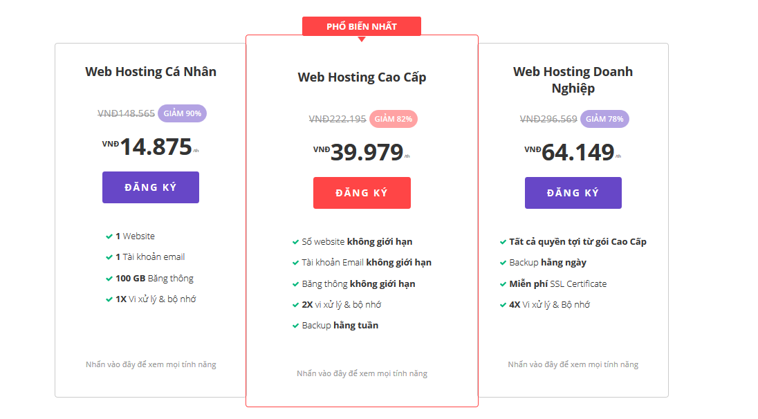 Bảng giá Hostinger