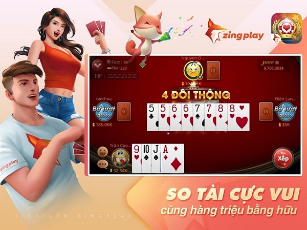 Đánh bài trực tuyến trên ứng dụng ZingPlay