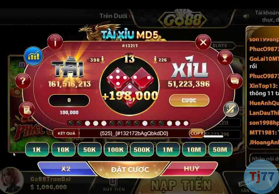 giao diện tai xỉu go88