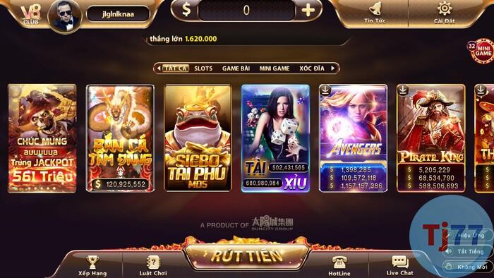 nạp rút tiền V8 Club